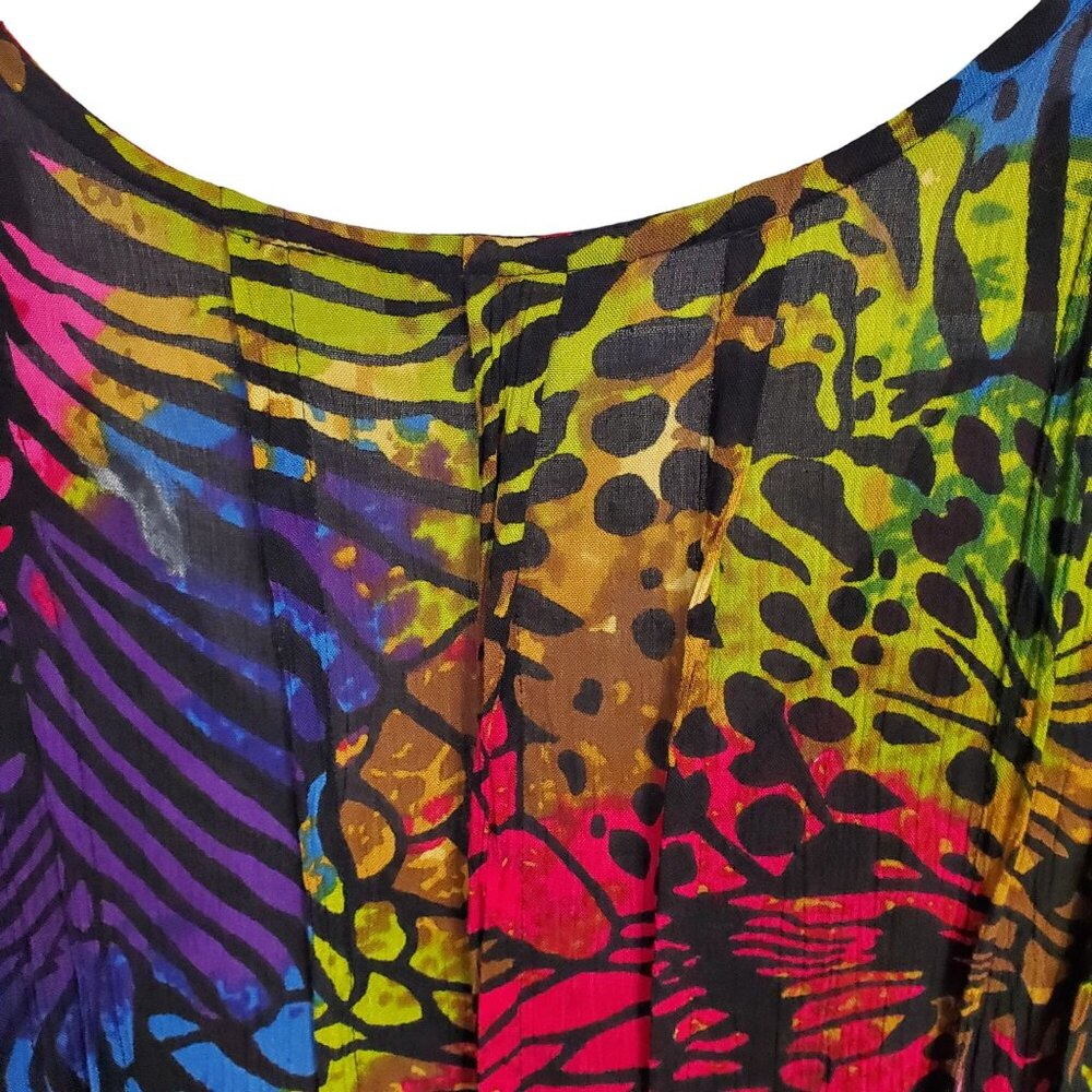 Roamans Sz 36W Tunic Blouse Button Front Flowy Lightweight Rainbow Animal Print - Picture 11 of 12